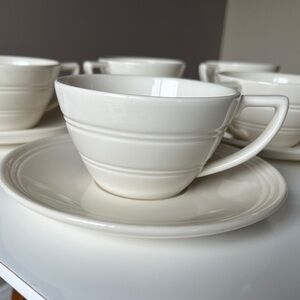 Vintage Wedgwood Jasper Conran Casual Cream Breakfast Cup & Saucer Set of 6